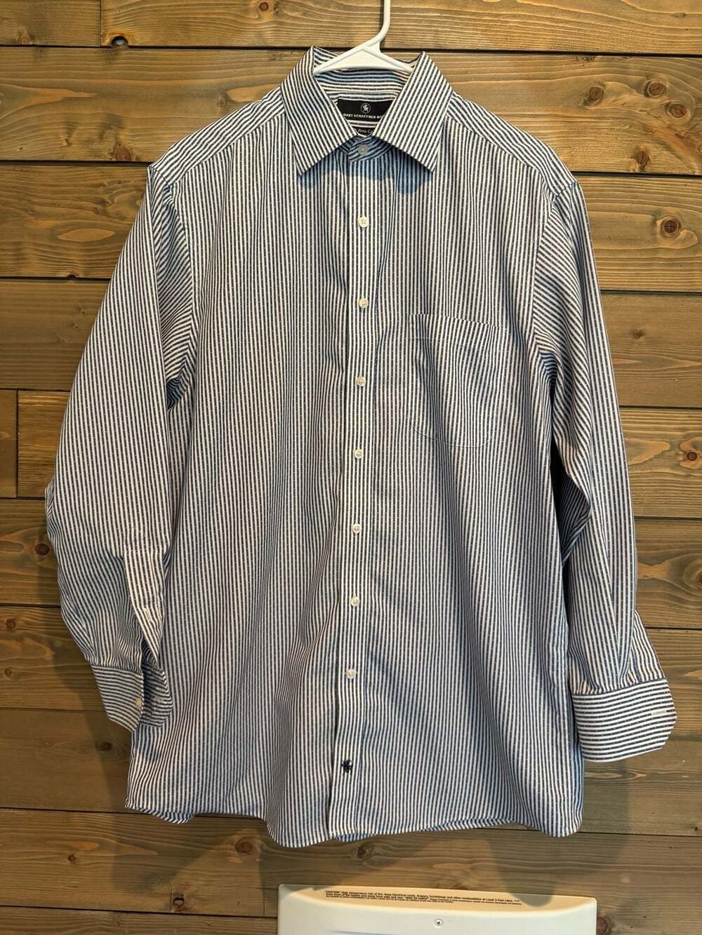 Hart Schaffner Marx Men's Blue & White Striped 100% Pima Cotton 16 33